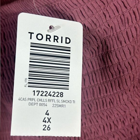 Torrid Midi Challis Smocked Tiered Sleeveless Dress Size 4 NWT - Picture 6 of 11